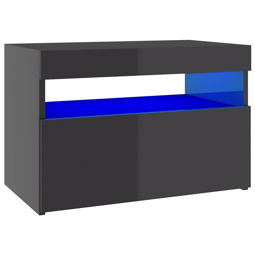 TV Cabinet with LED Lights High Gloss Grey 60x35x40 cm