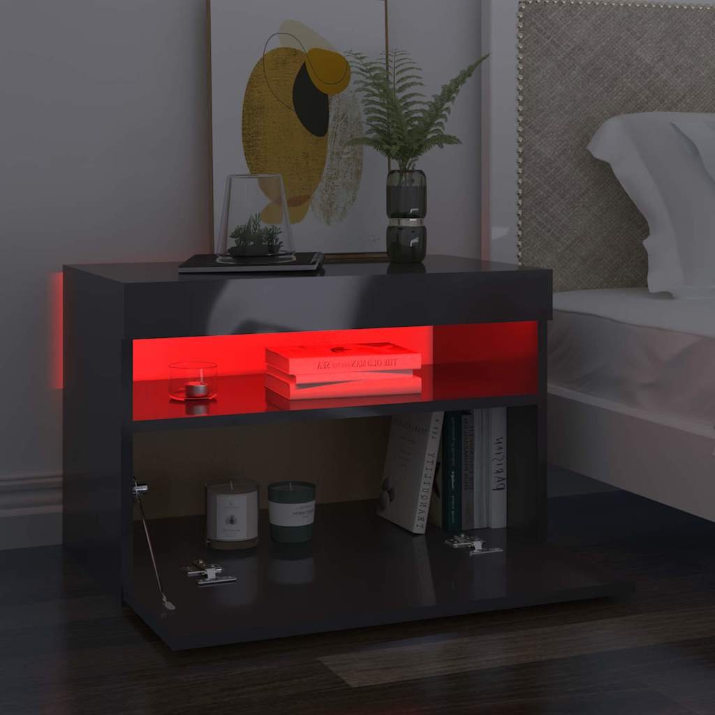 TV Cabinet with LED Lights High Gloss Grey 60x35x40 cm