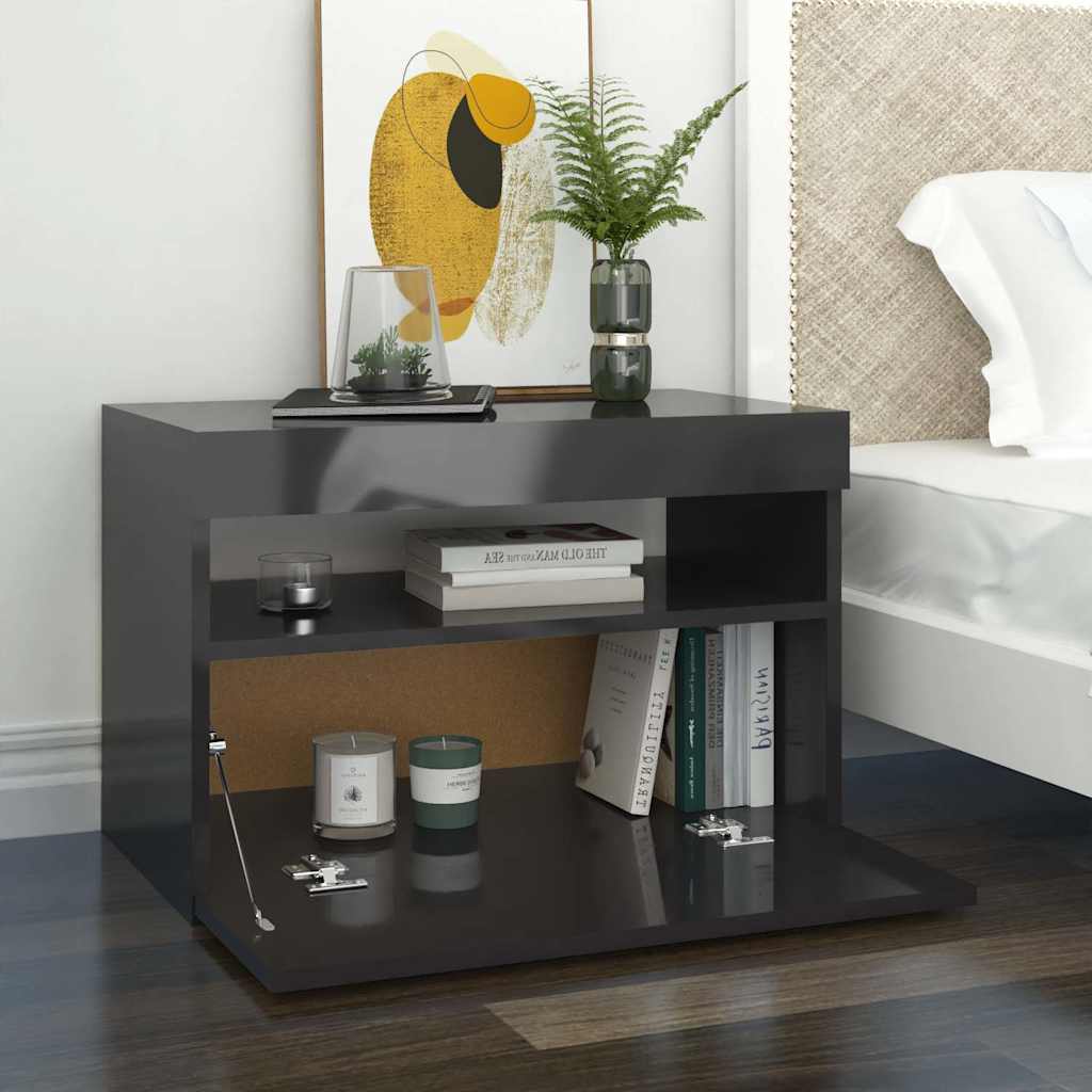 TV Cabinet with LED Lights High Gloss Grey 60x35x40 cm