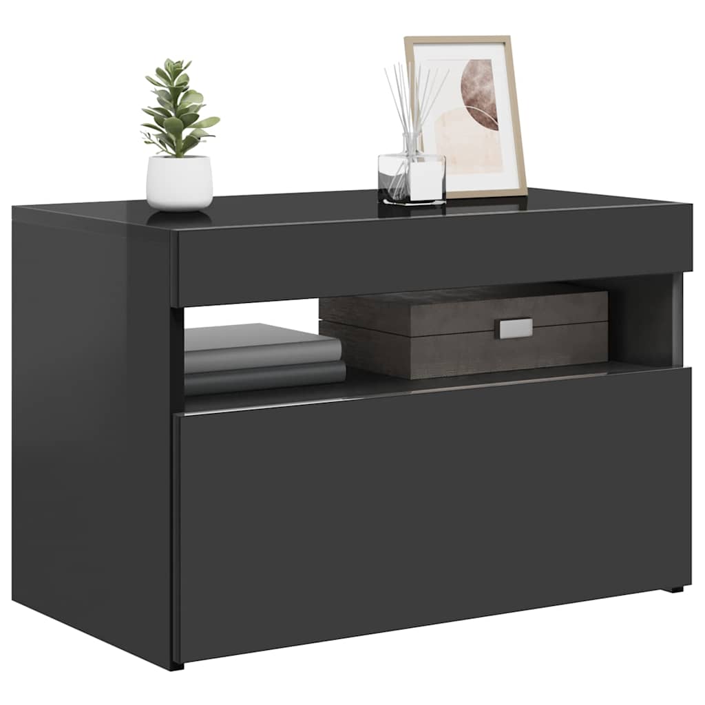 TV Cabinet with LED Lights High Gloss Grey 60x35x40 cm