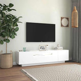 TV Cabinet with LED Lights White 160x35x40 cm - Top-Down View