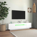 TV Cabinet with LED Lights White 160x35x40 cm - 45-Degree Angle