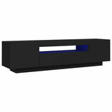 TV Cabinet with LED Lights Black 160x35x40 cm - Front View