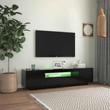 TV Cabinet with LED Lights Black 160x35x40 cm - Side View