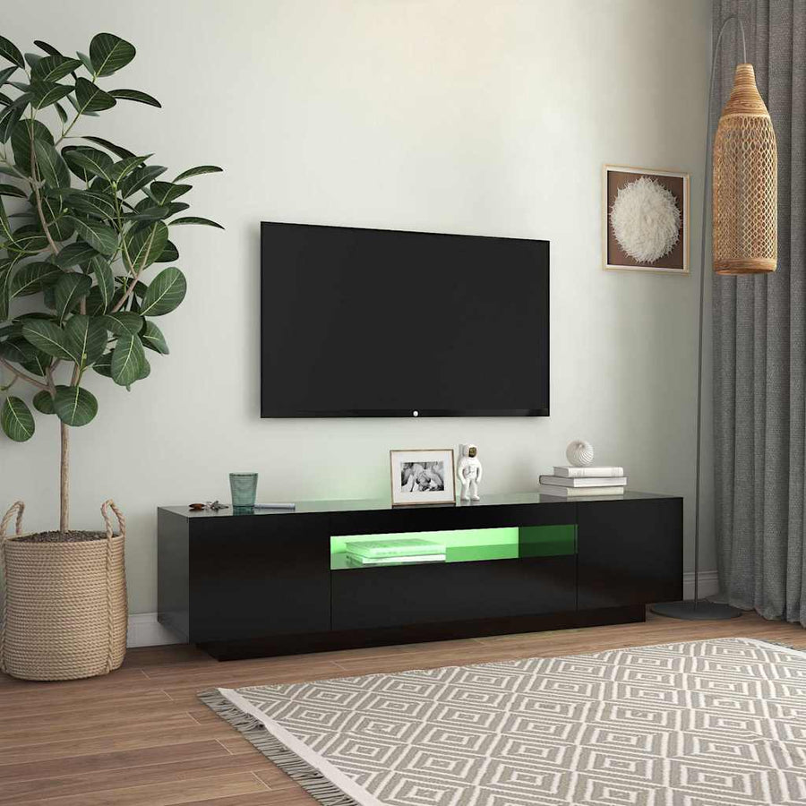 TV Cabinet with LED Lights Black 160x35x40 cm