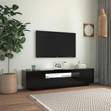 TV Cabinet with LED Lights Black 160x35x40 cm - 45-Degree Angle