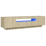 TV Cabinet with LED Lights Sonoma Oak 160x35x40 cm - Front View