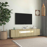 TV Cabinet with LED Lights Sonoma Oak 160x35x40 cm - Side View