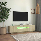 TV Cabinet with LED Lights Sonoma Oak 160x35x40 cm - Top-Down View