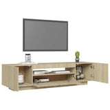 TV Cabinet with LED Lights Sonoma Oak 160x35x40 cm - Rear View