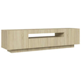 TV Cabinet with LED Lights Sonoma Oak 160x35x40 cm - Close-Up Angle