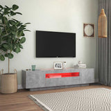 TV Cabinet with LED Lights Concrete Grey 160x35x40 cm - Side View