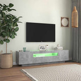 TV Cabinet with LED Lights Concrete Grey 160x35x40 cm - 45-Degree Angle