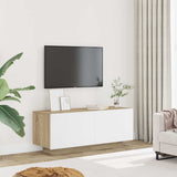 TV Cabinet White and Sonoma Oak 100x35x40 cm Engineered Wood - Side View