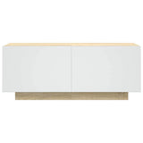 TV Cabinet White and Sonoma Oak 100x35x40 cm Engineered Wood