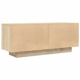 TV Cabinet White and Sonoma Oak 100x35x40 cm Engineered Wood - Rear View