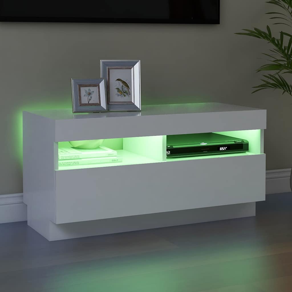 TV Cabinet with LED Lights White 80x35x40 cm