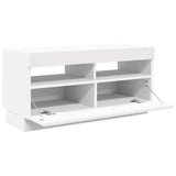 TV Cabinet with LED Lights White 80x35x40 cm - 45-Degree Angle