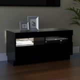 TV Cabinet with LED Lights Black 80x35x40 cm - 45-Degree Angle