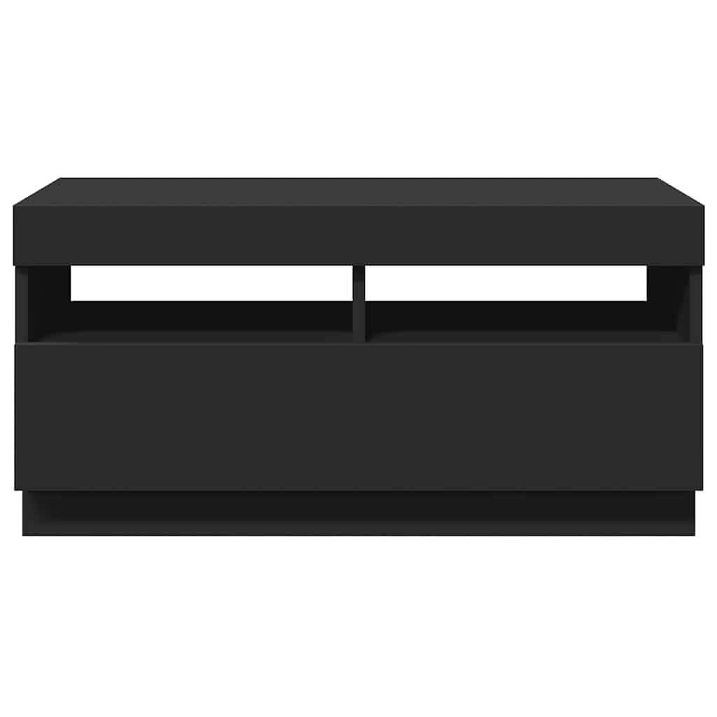 TV Cabinet with LED Lights Black 80x35x40 cm