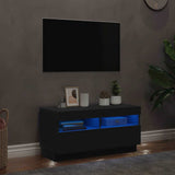 TV Cabinet with LED Lights Black 80x35x40 cm