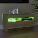 TV Cabinet with LED Lights Sonoma Oak 80x35x40 cm - Top-Down View