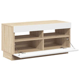 TV Cabinet with LED Lights White and Sonoma Oak 80x35x40 cm