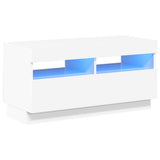 TV Cabinet with LED Lights High Gloss White 80x35x40 cm
