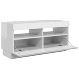 TV Cabinet with LED Lights High Gloss White 80x35x40 cm