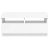 TV Cabinet with LED Lights High Gloss White 80x35x40 cm