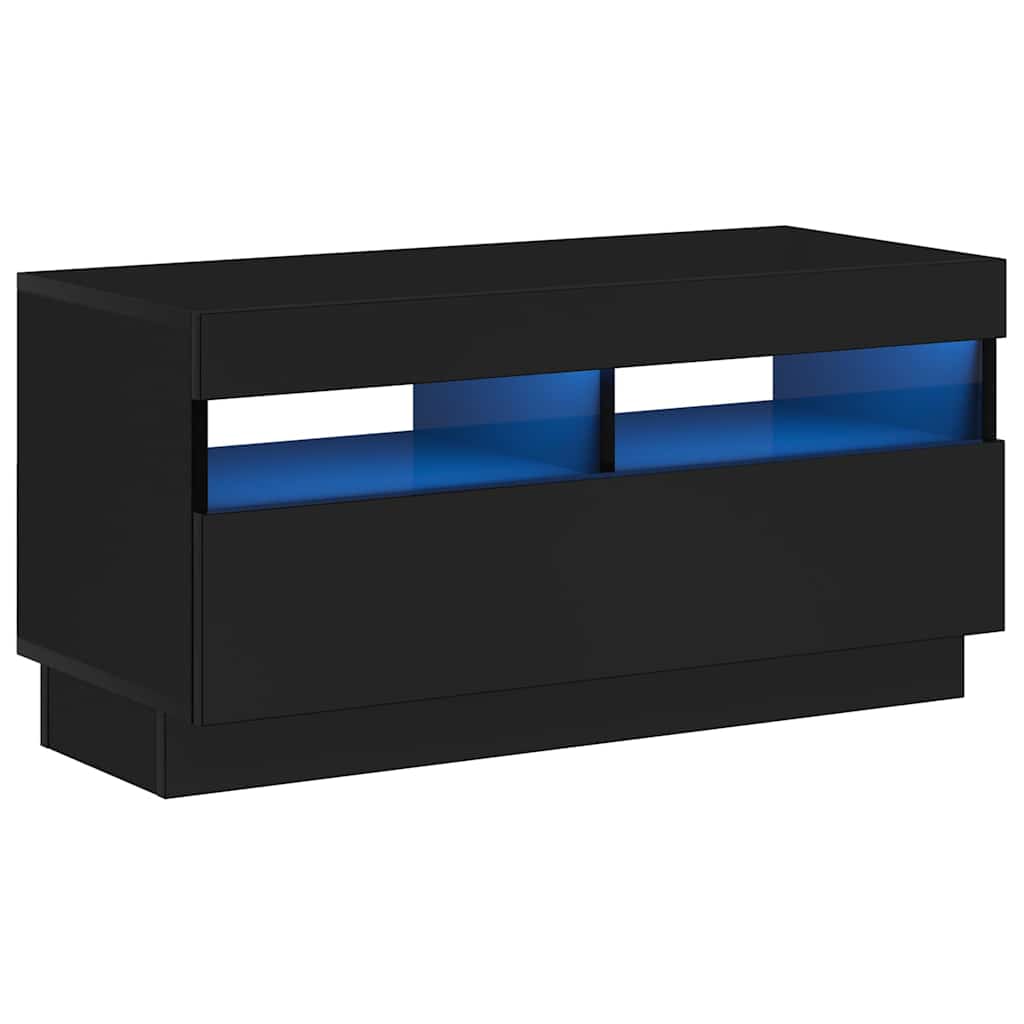 TV Cabinet with LED Lights High Gloss Black 80x35x40 cm