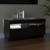 TV Cabinet with LED Lights High Gloss Black 80x35x40 cm - 45-Degree Angle
