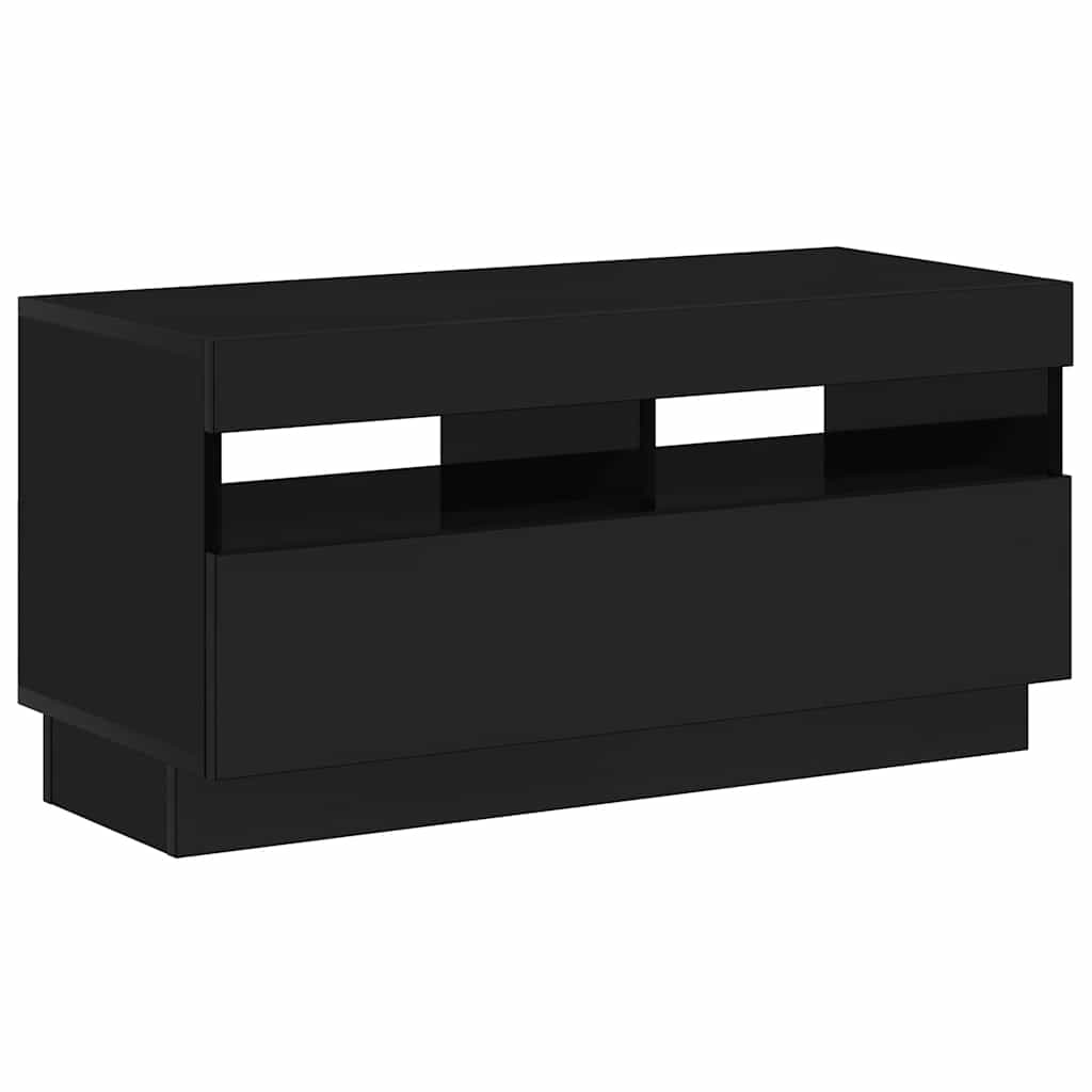 TV Cabinet with LED Lights High Gloss Black 80x35x40 cm