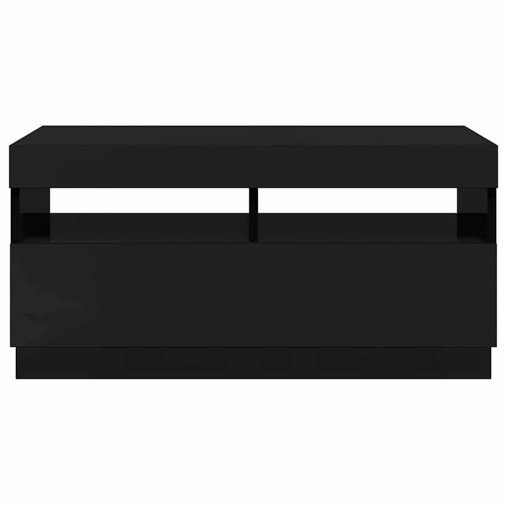 TV Cabinet with LED Lights High Gloss Black 80x35x40 cm