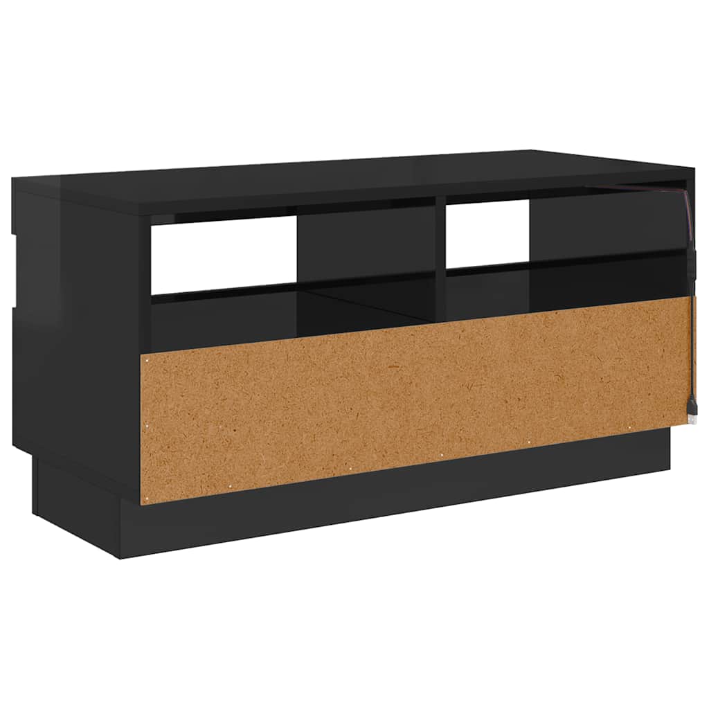 TV Cabinet with LED Lights High Gloss Black 80x35x40 cm