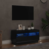 TV Cabinet with LED Lights High Gloss Black 80x35x40 cm