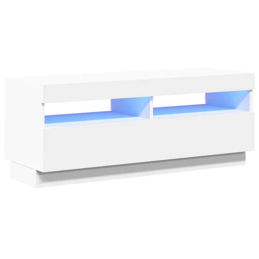 TV Cabinet with LED Lights White 100x35x40 cm