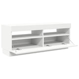 TV Cabinet with LED Lights White 100x35x40 cm - 45-Degree Angle