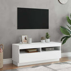 TV Cabinet with LED Lights White 100x35x40 cm