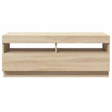 TV Cabinet with LED Lights Sonoma Oak 100x35x40 cm - Rear View