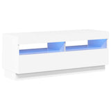 TV Cabinet with LED Lights High Gloss White 100x35x40 cm