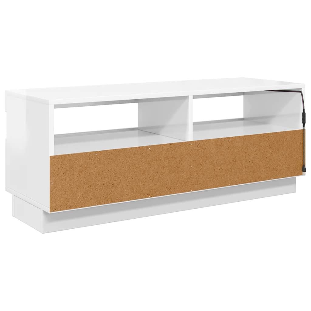 TV Cabinet with LED Lights High Gloss White 100x35x40 cm