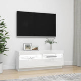 TV Cabinet with LED Lights High Gloss White 100x35x40 cm - Rear View