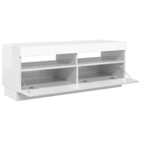 TV Cabinet with LED Lights High Gloss White 100x35x40 cm - 45-Degree Angle