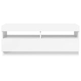 TV Cabinet with LED Lights High Gloss White 100x35x40 cm - Rear View