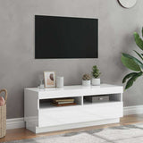 TV Cabinet with LED Lights High Gloss White 100x35x40 cm