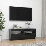 TV Cabinet with LED Lights High Gloss Black 100x35x40 cm - Rear View