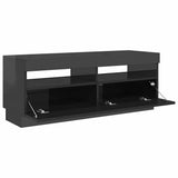 TV Cabinet with LED Lights High Gloss Black 100x35x40 cm - Low Angle