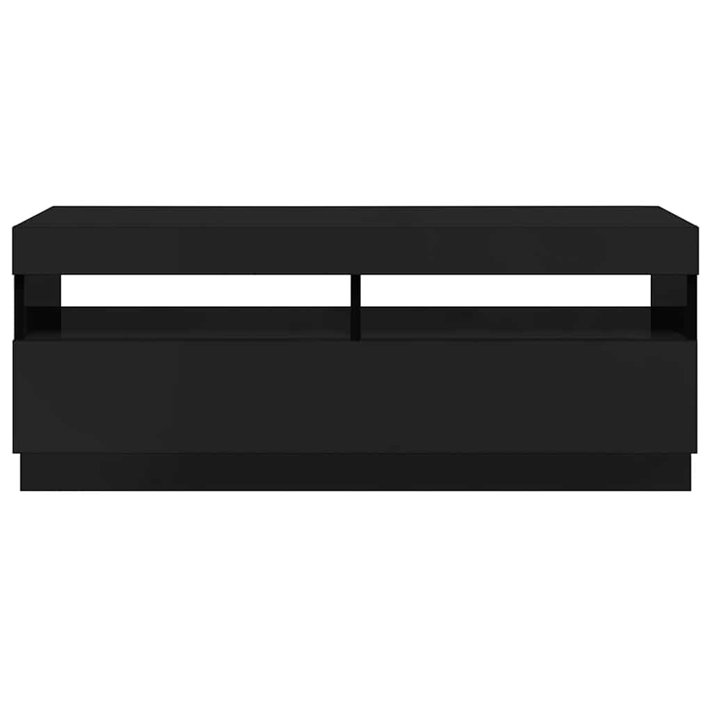 TV Cabinet with LED Lights High Gloss Black 100x35x40 cm