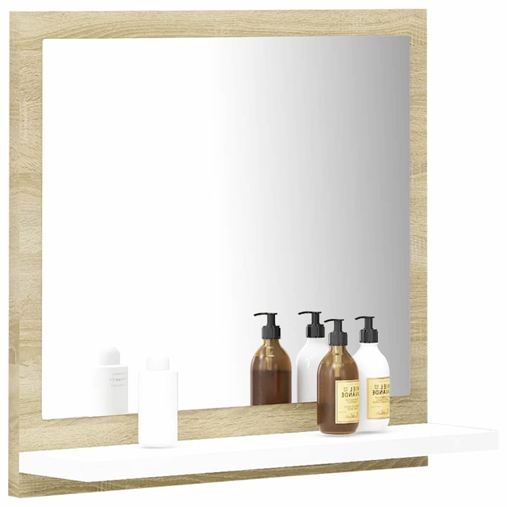 Bathroom Mirror White and Sonoma Oak 40x10.5x37 cm Engineered Wood